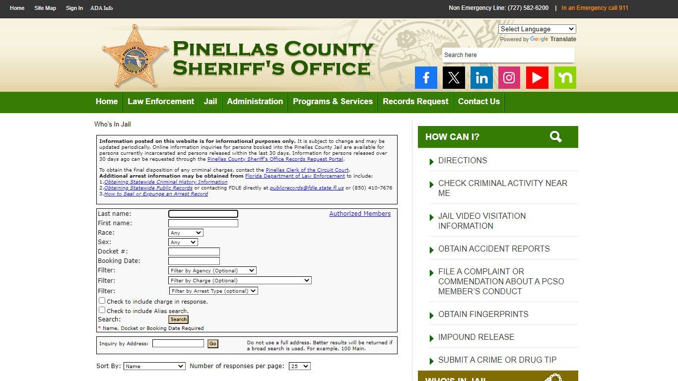 Who`s In Jail - Pinellas County Sheriff's Office