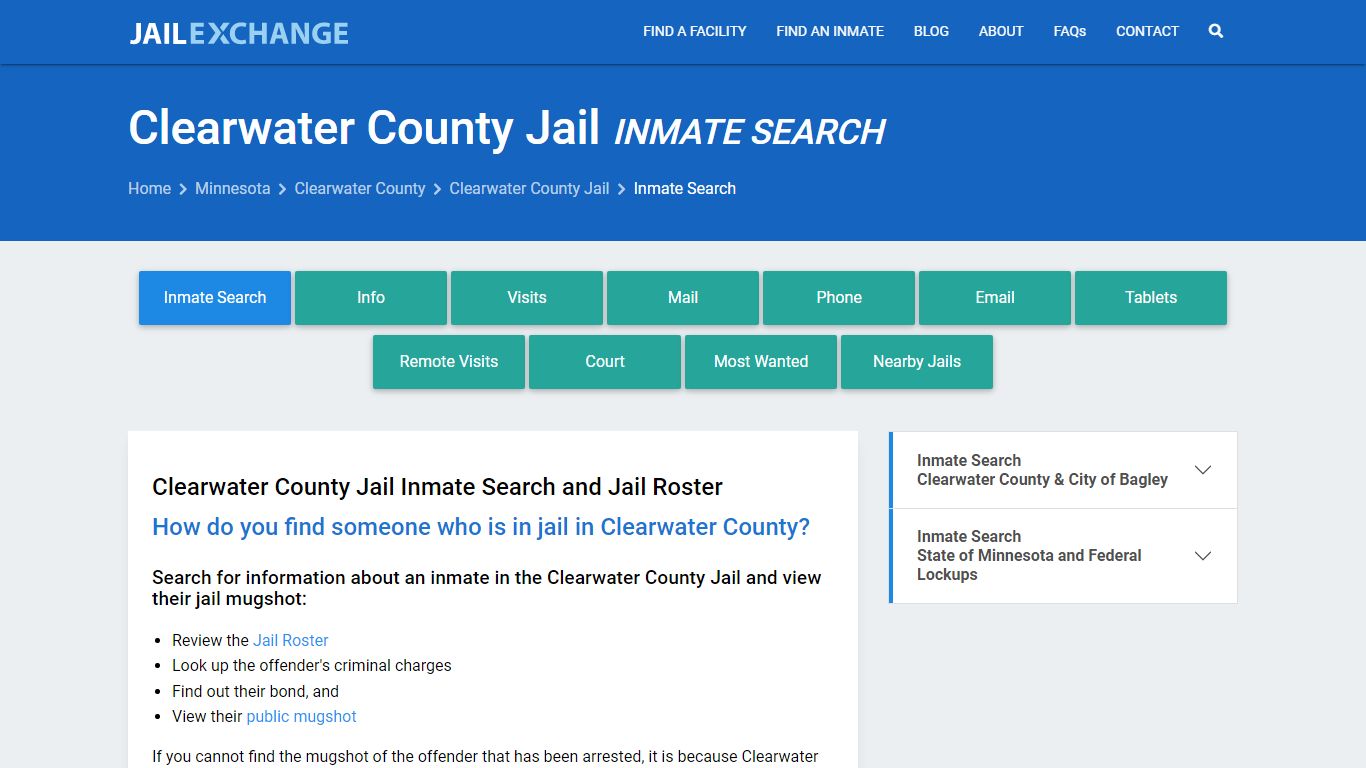 Inmate Search: Roster & Mugshots - Clearwater County Jail, MN